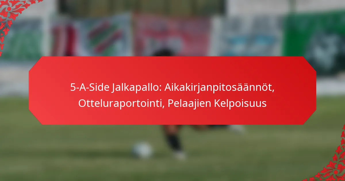 5-A-Side Jalkapallo: Aikakirjanpitosäännöt, Otteluraportointi, Pelaajien Kelpoisuus