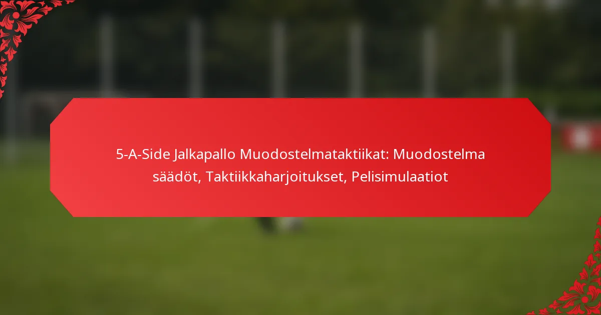 5-A-Side Jalkapallo Muodostelmataktiikat: Muodostelma säädöt, Taktiikkaharjoitukset, Pelisimulaatiot